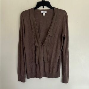 LOFT Brown V-Neck Sweater Classic Knit